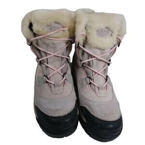 Cabela's Dry Plus Thinsulate Hiking Boots Women's‎ Pink Laces Sz 8M Faux Fur Top